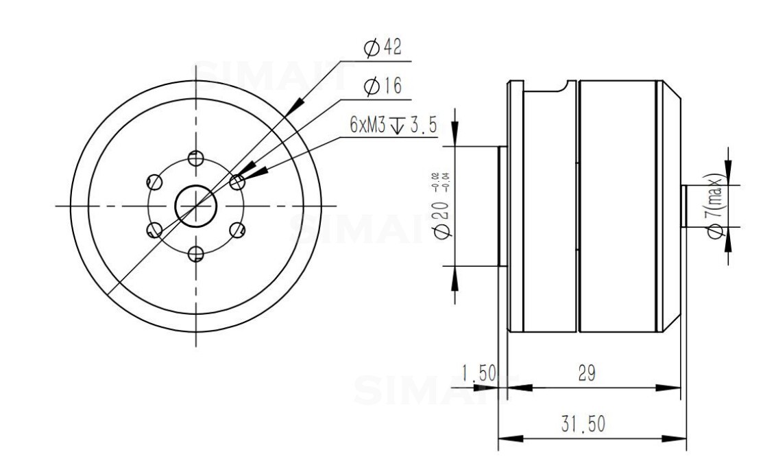 Direct Drive Servo Motor Robotics - Motor BLDC Hub DAMIAO DM-H3510 24V